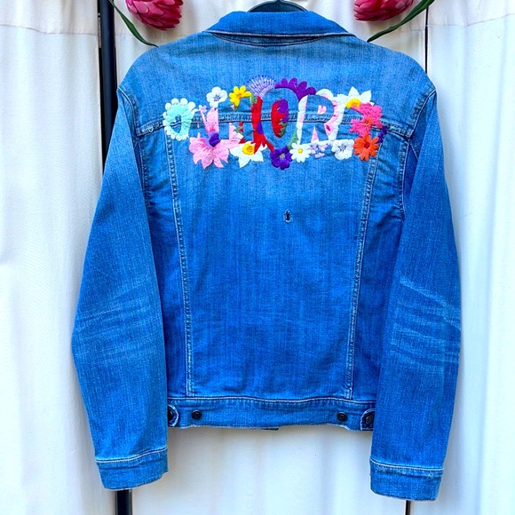 ❗️SOLD❗️ANTHROPOLOGIE- PILCRO “AMORE”FLORAL DENIM JACKET S - Picture 4 of 14